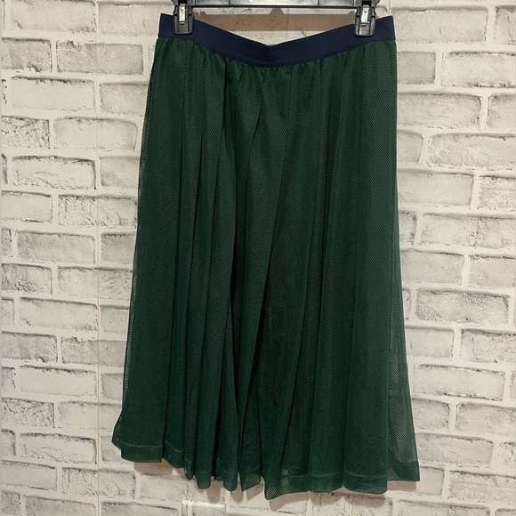 Tory Burch Dresses & Skirts - Tory Burch Sport dark green layer mesh midi length pull-on blue waist band Lg